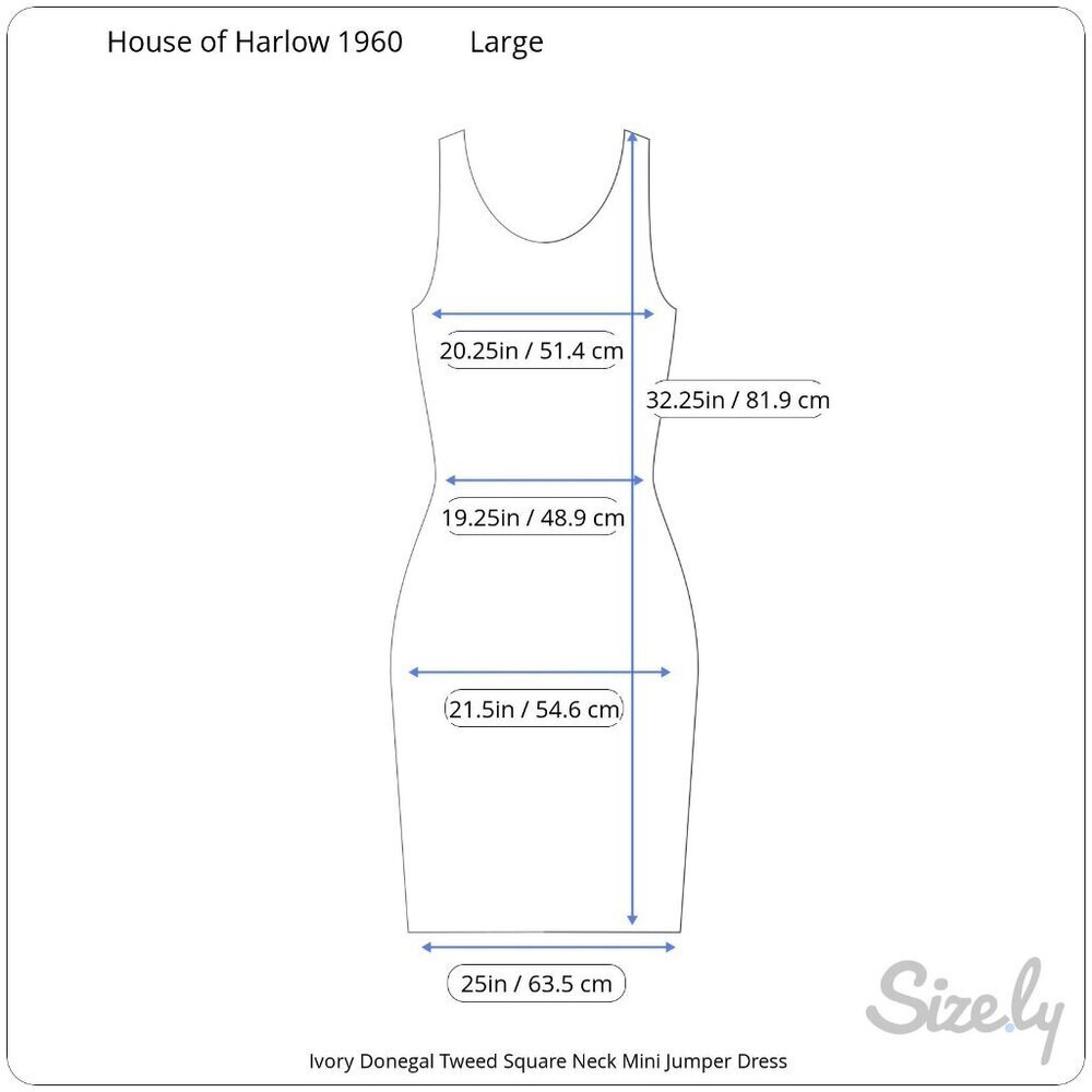 House of Harlow 1960 x Revolve Ivory Donegal Tweed Square Neck Mini Jumper Large - Picture 10 of 10